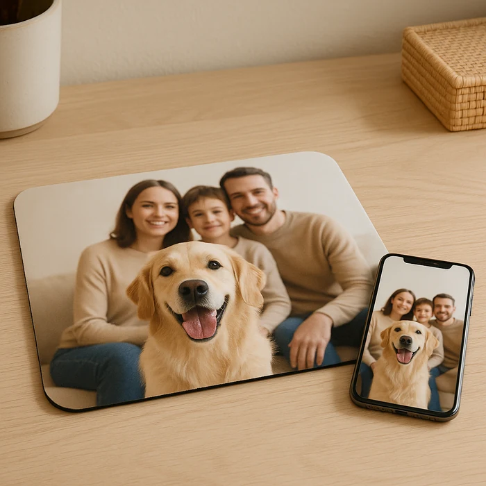 Tapis de souris personnalisé 25×29 cm avec photo imprimée, format cadeau