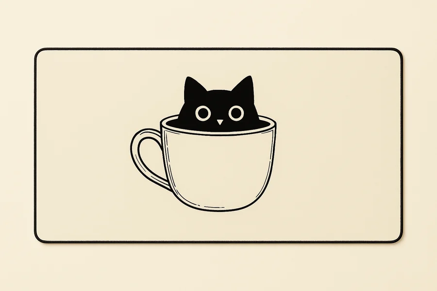 Tapis de souris XXL chat noir dans une tasse, collection Chats